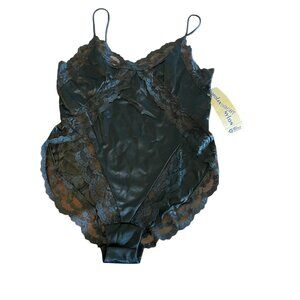 Movie Star Womens Black Caprolan Nylon Lace Teddy Lingerie‎ M 34/36 Snap Closure